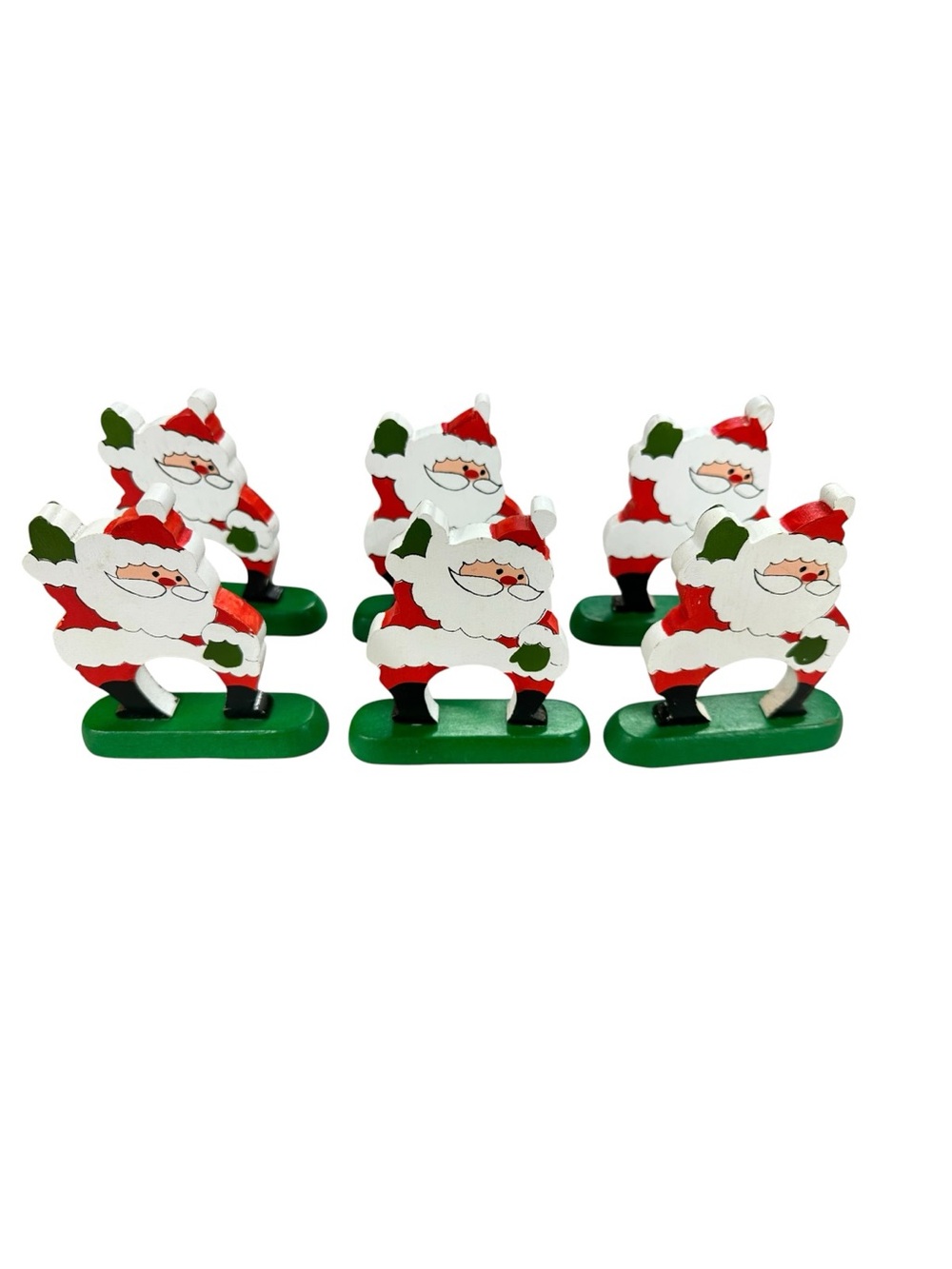 Vintage Wooden Santa Napkin Holders Set of 6 | Christmas Table Decor | Holiday
